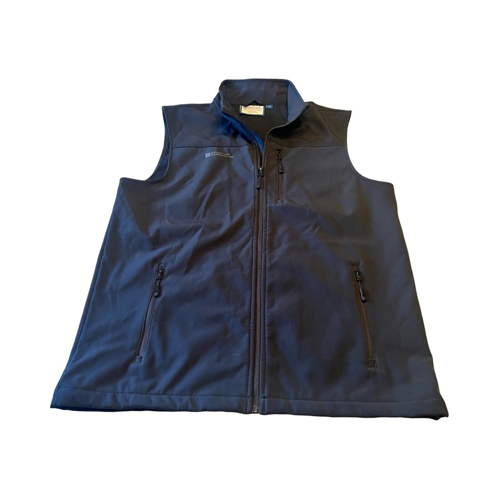 Mountain Warehouse Mens‎ Black Softshell Fleece Lined Full Zip Vest Large